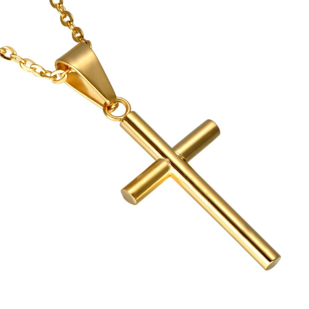 Stainless Steel Gold Plated Cross Necklace with gift bag